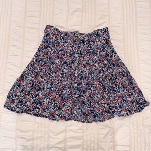 Flowy floral skirt with button front